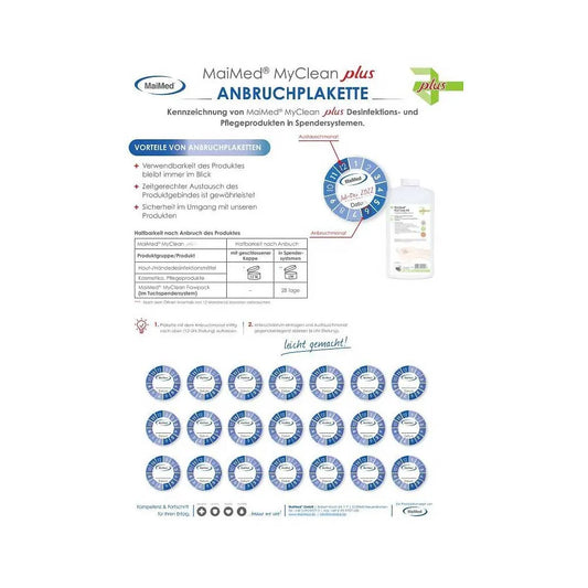 MaiMed MyClean plus feuille d’autocollants d’ouverture de 72 autocollants d’ouverture | Paquet (1 pièce)