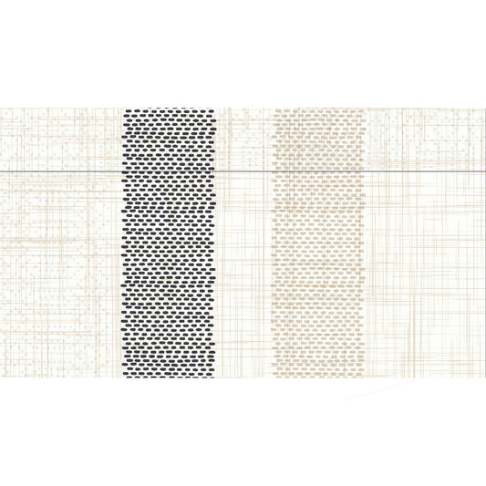 Ein Rasterhintergrund mit zwei vertikalen Spalten von Punkten; die linke Spalte, die mit Rigato black 57070 von Duni GmbH erstellt wurde, zeigt dichte, dunkle Punkte, während die rechte Spalte hellere, weiter auseinander liegende Punkte aufweist. Dünne Rasterlinien kreuzen sich im Winkel.