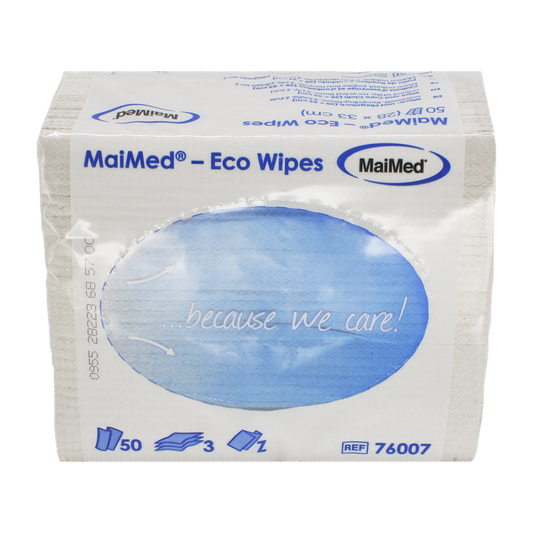 MaiMed- Eco Wipes - chiffon d'essuyage et d'entretien, tissu recyclé 28x33cm, blanc naturel, 3 épaisseurs, 50 pièces/paquet | Paquet (50 pièces)