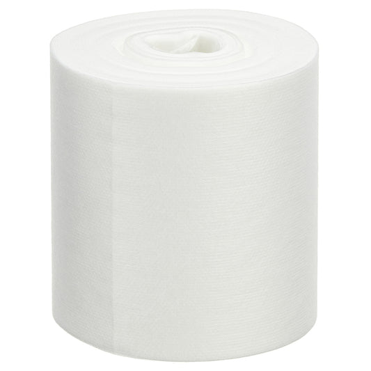 Eine einzelne Rolle WypAll® Wettask™ PowerClean Reinigungstücher von Kimberly-Clark GmbH (6 Refills x 120 Blatt, Weiß) steht aufrecht vor weißem Hintergrund.