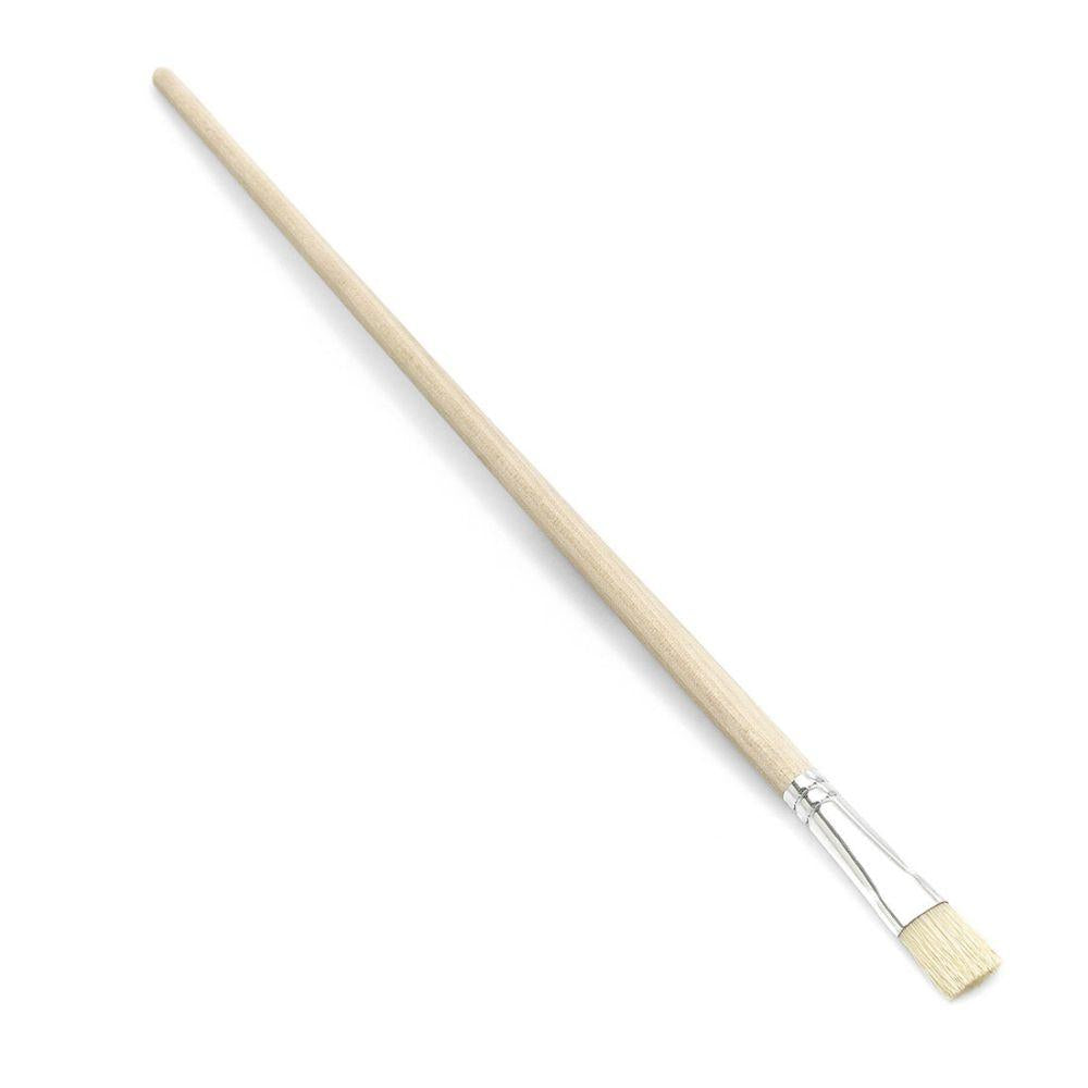 Der Nölle Profi Pinsel Gussowpinsel mit hellem Holzstiel, weißer Metallzwinge und reinen hellen Chinaborstenborsten ist schräg auf weiß angeordnet – ideal für vielfältige Maltechniken. Marke: Nölle Profi Brush Bürsten- & Pinseltechnik e.K.