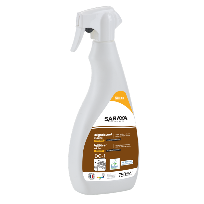 Nettoyant / dégraissant cuisine Saraya Ecolabel | Flacon pulvérisateur (750 ml)