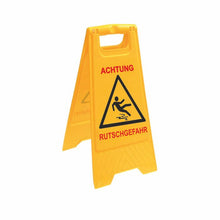 Le panneau d'avertissement standard jaune Arcora de Arcora International GmbH, disponible en carton de 20, avertit avec une figure glissante et "Attention danger de glissade" des sols glissants et augmente la sécurité sur le lieu de travail.