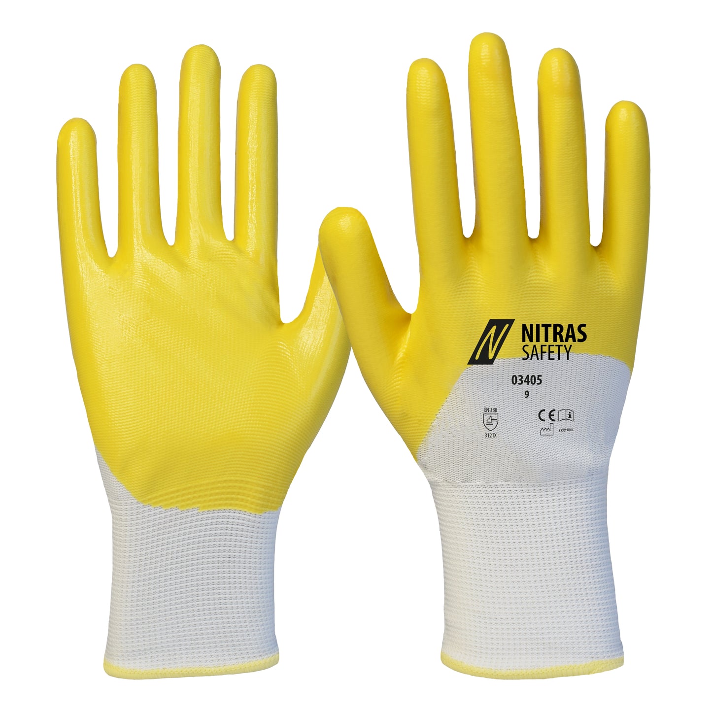 Gants nitrile NITRAS, blanc / jaune