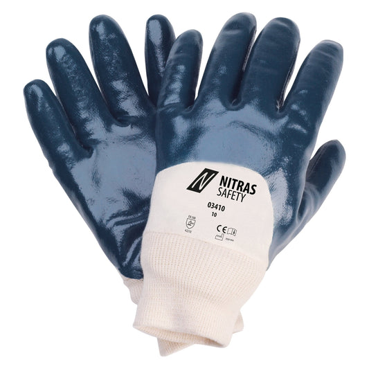 Gants en nitrile NITRAS, couleur naturelle/bleu