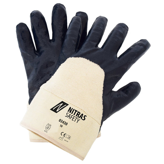 Gants en nitrile NITRAS, couleur naturelle/bleu