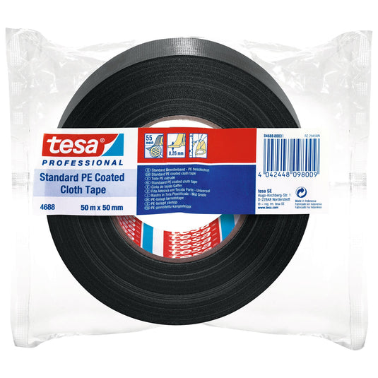 Ruban de réparation tesa Professional 4688 PE noir, 50 m x 50 mm