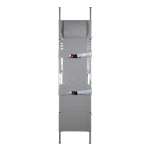 Brancard K, pliable en deux parties, en tissu synthétique, avec 2 pieds coulissants et 2 pieds à roulettes