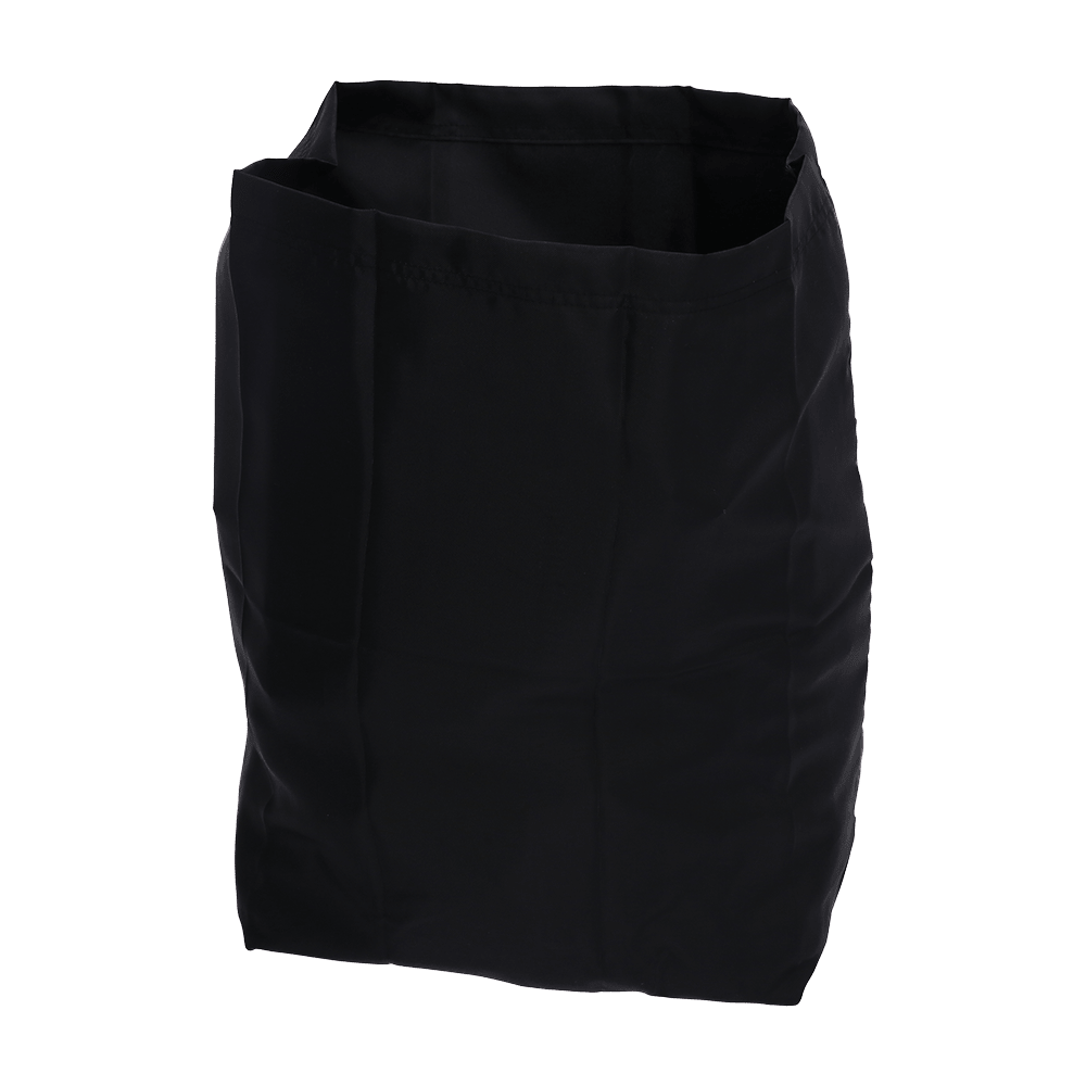 Le sac à déchets réutilisable EMIL DEISS KG (GmbH + Co.) DEISS 6510 (1 pièce), 550x600 mm, noir, est un sac à déchets en tissu noir, rectangulaire, avec un dessus ouvert, qui se tient vide et droit sur un fond blanc.
