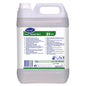Un bidon de 5 litres de TASKI Jontec No1, un nettoyant haute performance pour tous les revêtements de sol résistants aux alcalis de Diversey Deutschland GmbH & Co. OHG, avec bouchon à vis blanc, poignée, notice bilingue, branding vert et SKU 101102722.