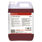 Un bidon de 5 litres de nettoyant sanitaire Diversey TASKI Sani Cid conc (concentré à base d'acide citrique) de Diversey Deutschland GmbH & Co. OHG; liquide rouge, étiquette détaillée, idéal pour éliminer les dépôts de calcaire.