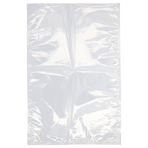 Un sachet à joint transparent PAPSTAR (60x40 cm, PA/PE, 90 my) de la société PAPSTAR est présenté à plat. La surface lisse et brillante présente des plis et des reflets visibles. L'emballage contient 50 pièces.