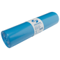 Eine Rolle DEISS 10306 Müllsäcke (800x1000 mm, Typ 70, blau, 25 Stück) von EMIL DEISS KG (GmbH + Co.) mit blau-weißem Etikett, ideal für die gewerbliche Abfallentsorgung, abgebildet auf weißem Hintergrund.