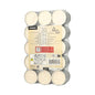 30 bougies chauffe-plat blanches de Starpak (Ø 37 mm, 19 mm, 6 h de durée de combustion), emballées sous film rétractable en paquet de 30. L'étiquette contient des informations sur le produit, des instructions d'utilisation et des symboles d'avertissement ; Les bougies chauffe-plat sont disposées en trois rangées.