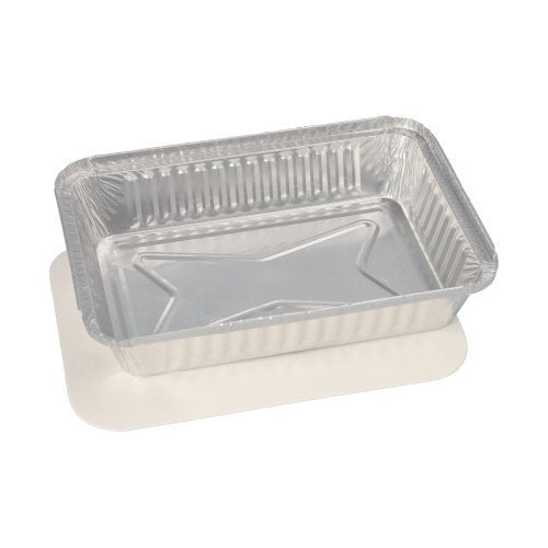 Les barquettes Starpak 5, en aluminium avec couvercles amovibles revêtus de PE, de forme carrée, proposées par Starpak, se composent de barquettes rectangulaires en aluminium aux parois striées et de couvercles blancs sobres revêtus de PE – idéales pour une utilisation dans le secteur de la restauration.