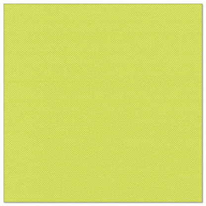 Une serviette carrée de 40x40 cm PAPSTAR "ROYAL Collection" en vert-jaune clair uni avec une texture subtile, parfaite pour la décoration de table. L'image montre le produit avec un fin bord blanc. Marque : PAPSTAR GmbH.