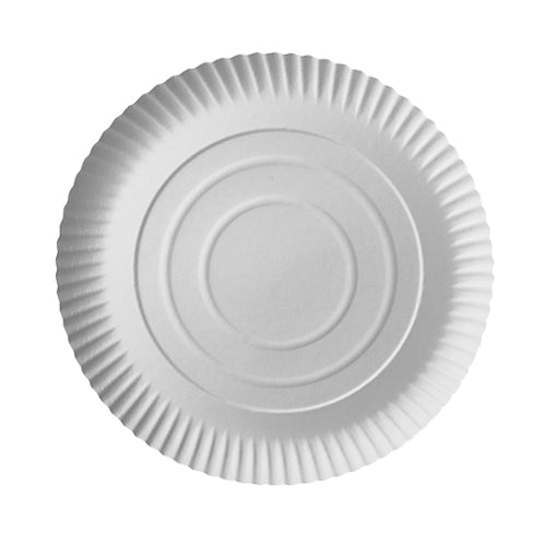 Le PAPSTAR GmbH 100 assiettes, carton "pure" rond est une assiette en carton ronde, durable et certifiée FSC avec un bord cannelé et un relief en cercle - écologique et simple en blanc.
