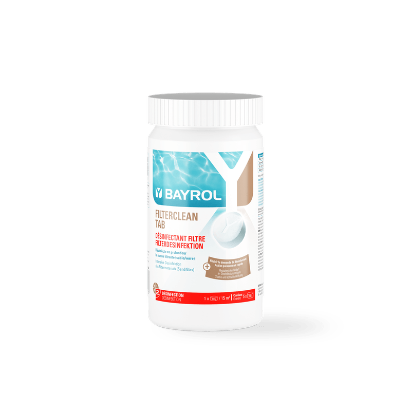 BAYROL Filterclean Tab 1 kg Comprimés de chlore pour double désinfection des filtres à sable | Boîte (1 kg) 