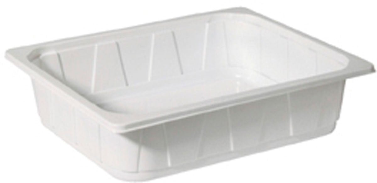 La Duni GmbH PP Schale 1/2 GN Blanc PP 325x265 est un plateau rectangulaire, plat, blanc avec des côtés biseautés et un bord surélevé - idéal pour une utilisation polyvalente dans la restauration en tant que conteneur 1/2 GN fiable.
