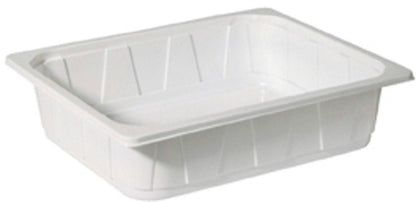 La Duni GmbH PP Schale 1/2 GN Blanc PP 325x265 est un plateau rectangulaire, plat, blanc avec des côtés biseautés et un bord surélevé - idéal pour une utilisation polyvalente dans la restauration en tant que conteneur 1/2 GN fiable.