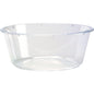 Un bol à dessert rond et transparent 104x104x40 mm de Duni GmbH avec un bord lisse et des côtés biseautés, parfait pour les desserts. Vendu en paquets de 75 pièces. Sur fond uni blanc.