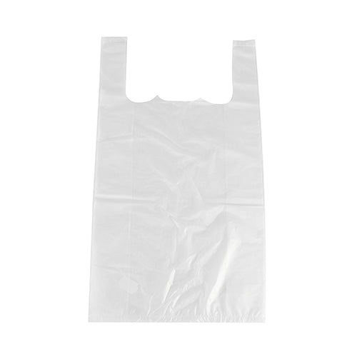 Les sacs à bretelles Starpak 500 (HDPE, 48x27x12 cm, blanc) se détachent sur un fond blanc, mettant en valeur leurs plis et poignées - idéal pour les objets légers. Le paquet contient 500 pièces.