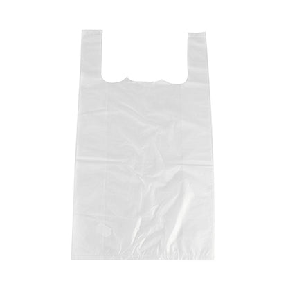 Les sacs à bretelles Starpak 500 (HDPE, 48x27x12 cm, blanc) se détachent sur un fond blanc, mettant en valeur leurs plis et poignées - idéal pour les objets légers. Le paquet contient 500 pièces.
