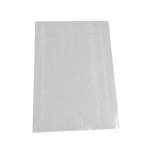 Le sac plat Starpak 500, un sac rectangulaire plat et transparent en LDPE de Starpak, est vide et scellé en bas, illustré devant un fond blanc uni.
