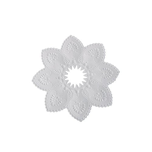 PAPSTAR Manchettes de bougie rondes, Ø 10 cm, blanches - film décoratif avec un design élégant et une empreinte florale de PAPSTAR GmbH, idéales comme support stylé pour bougies (100 pièces).