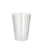 Un gobelet Starpak 10 en PS (0,2 l, Ø 7,5 cm, 9,7 cm) est clair comme du cristal et vide sur un fond blanc. Le gobelet transparent montre de fines marques de surface.