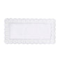 Les PAPSTAR papiers à pointe rectangulaires 40x20 cm, blanc (6 pièces) de PAPSTAR GmbH présentent un napperon rectangulaire blanc avec un centre uni et un bord entrelacé, idéal pour la décoration de table, illustré sur un fond blanc simple.