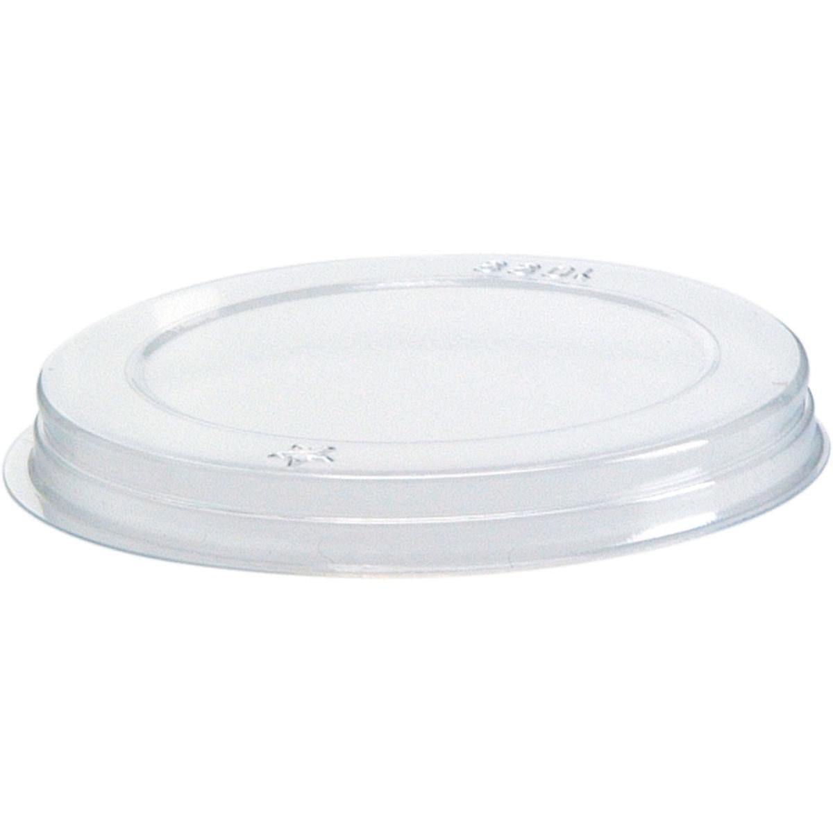 Le couvercle PS transparent de Duni GmbH est plat, rond avec un bord surélevé et s'adapte parfaitement au récipient 127730. Parfait comme solution d'emballage pour la gastronomie. L'emballage contient 3400 pièces.
