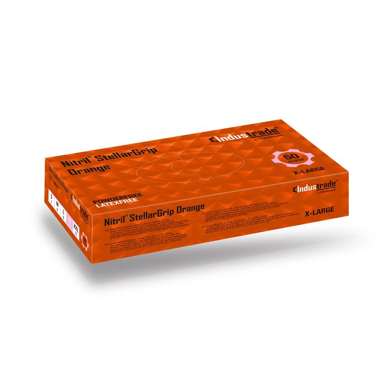Méditrade Stellargrip, gant jetable orange de nitrile