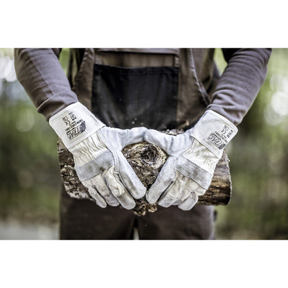 NITRAS SPLIT STAR 2, gants en cuir croûte de bovin, coloris naturel/gris, coton EN 388 | Paquet (12 paires)