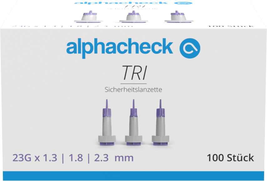 Lancettes de sécurité Alphacheck TRI 23G | Paquet (100 pièces)