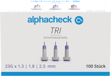 Lancettes de sécurité Alphacheck TRI 23G | Paquet (100 pièces)