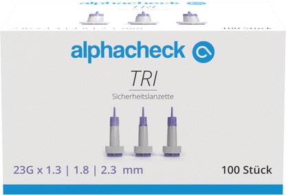 Lancettes de sécurité Alphacheck TRI 23G | Paquet (100 pièces)