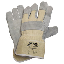 NITRAS SPLIT STAR V, gants en cuir croûte de bovin, coloris naturel/gris, coton EN 388 | Paquet (12 paires)