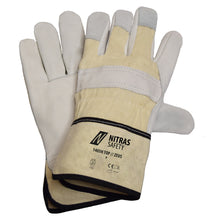 NITRAS ZEUS, gants en cuir de vachette pleine fleur, coloris naturel/gris