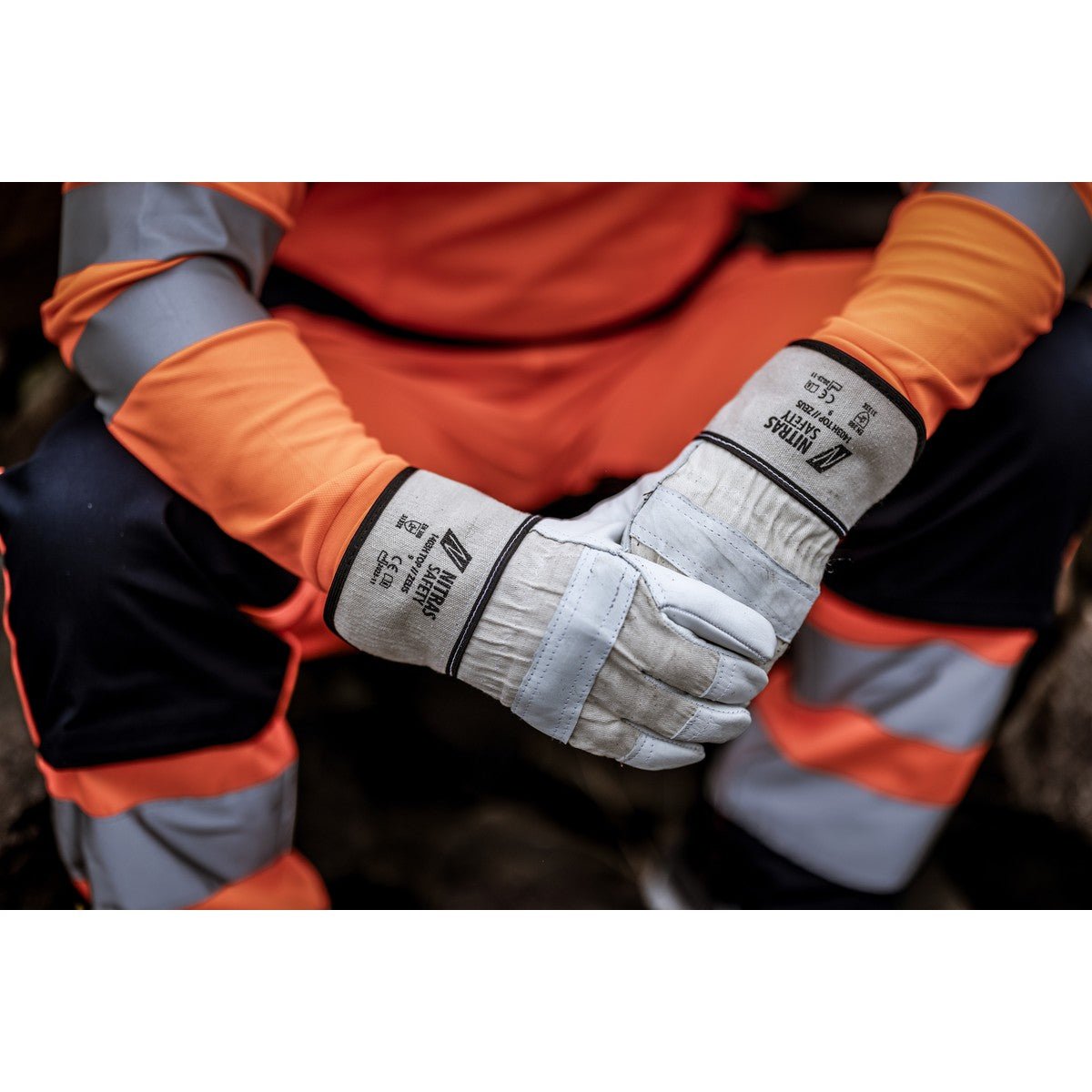 NITRAS ZEUS, gants en cuir de vachette pleine fleur, coloris naturel/gris