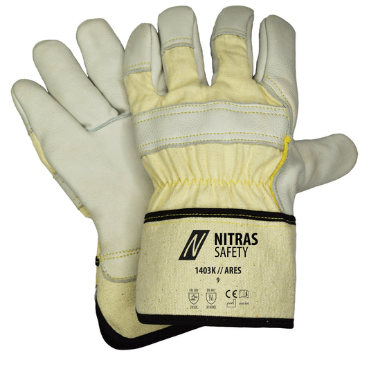NITRAS ARES, gants de protection contre les coupures, couleur naturelle/gris