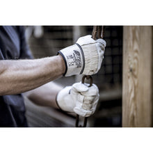 NITRAS PLUTO, gants en cuir de vachette pleine fleur, coloris naturel/gris, coton EN 388 | Paquet (12 paires)