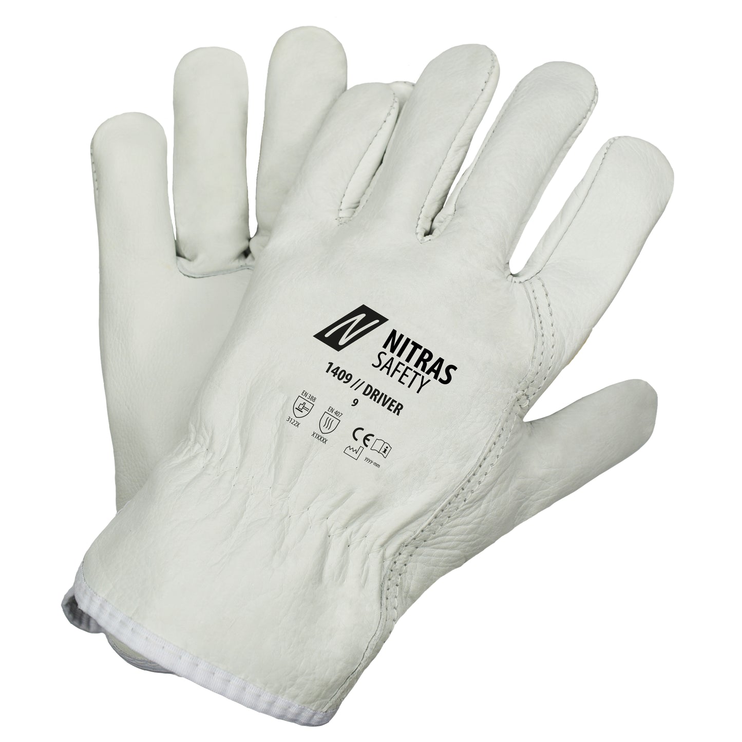 NITRAS DRIVER, gants en cuir de vachette pleine fleur, gris