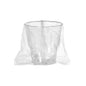 Un gobelet à dents transparent de Duni GmbH (PS, emballé individuellement pour l'hygiène) est placé au centre sur un fond blanc avec un sac en plastique transparent - idéal pour une organisation élégante dans la salle de bain.