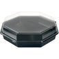 La Duni GmbH Octaview® PS 305x305x80 est une boîte à emporter octogonale noire avec un couvercle transparent, fermée par le haut. Emballée en ensemble de 75 boîtes de haute qualité (Noir/Transparent).