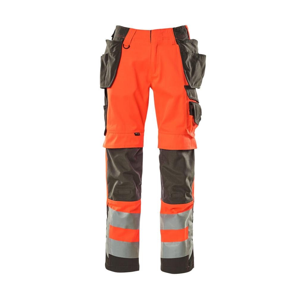 MASCOT® Wigan pantalon d'artisan, rouge haute visibilité/anthracite foncé