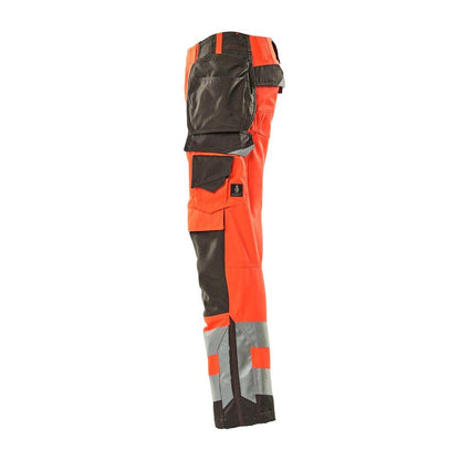 MASCOT® Wigan pantalon d'artisan, rouge haute visibilité/anthracite foncé