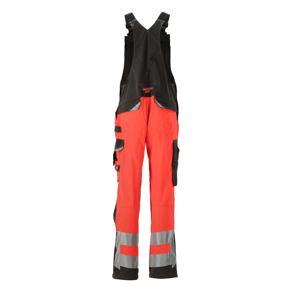 MASCOT® Newcastle salopette, rouge haute visibilité/anthracite foncé