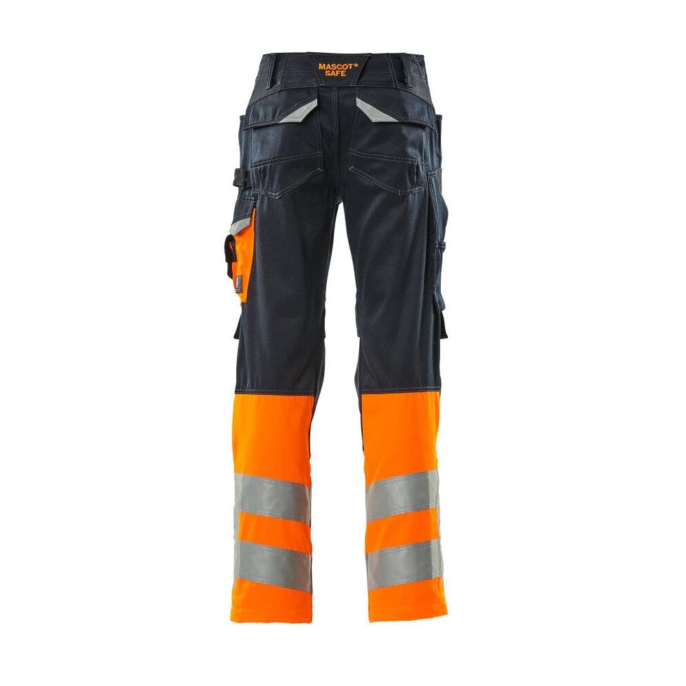 Pantalon MASCOT® Leeds, noir bleu/orange haute visibilité