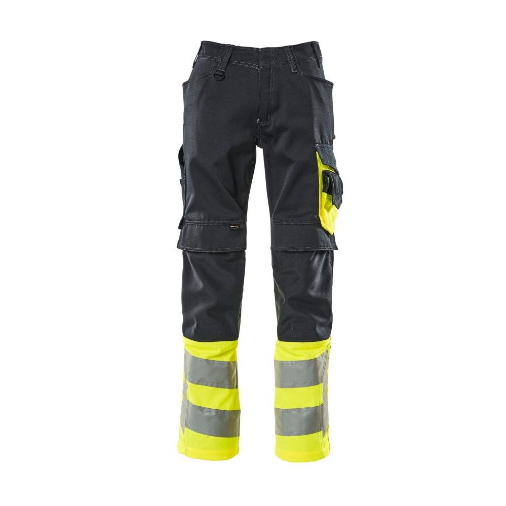 Pantalon MASCOT® Leeds, noir bleu/jaune haute visibilité
